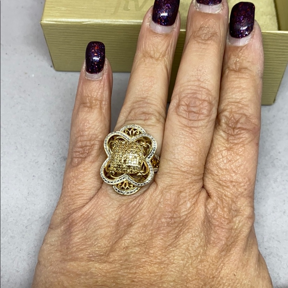 SALE! sterling vermeil ring with .35 CTW diamonds